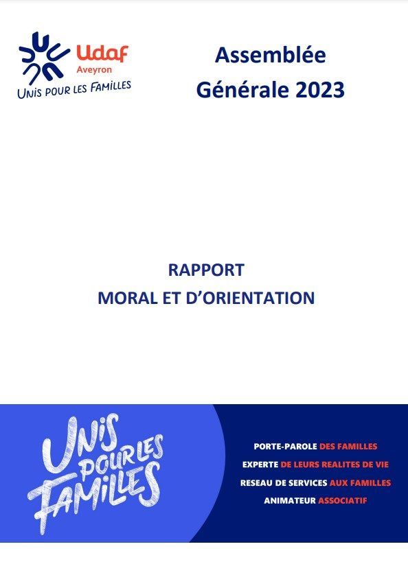 Rapport moral et d'orientation 2023 de l'Udaf de l'Aveyron.